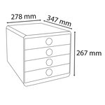 Pop-Box Caisson individuel à 4 Tiroirs format A4+ Glossy Noir/Argent EXACOMPTA
