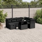vidaXL Salon de jardin 8 Pièces avec coussins noir résine tressée