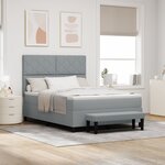 vidaXL Lit avec sommier et banc gris clair 140x190 cm en tissu