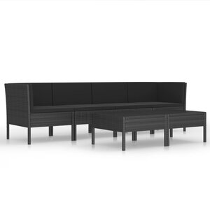 vidaXL Salon de jardin 6 Pièces avec coussins Résine tressée Noir
