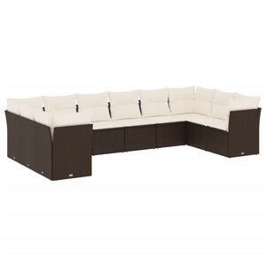 vidaXL Salon de jardin 10 Pièces avec coussins marron résine tressée