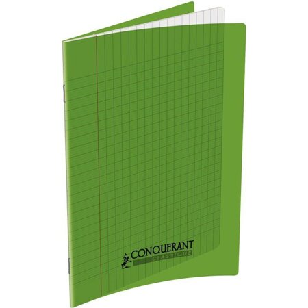 Cahier 140 pages seyès 90 g  couverture polypropylène vert  format 21 x 29 7 cm CONQUERANT