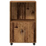 vidaXL Armoire à roulettes vieux bois 55x40x91 cm bois d'ingénierie