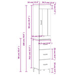 vidaXL Buffet haut Blanc brillant 34 5x34x180 cm Bois d'ingénierie