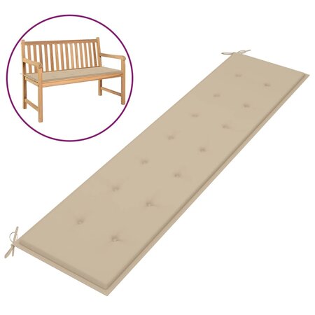 vidaXL Coussin de banc de jardin beige 200x50x3 cm tissu oxford