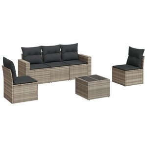 vidaXL Salon de jardin 6 Pièces avec coussins gris clair résine tressée
