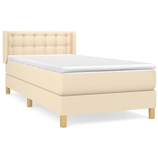 vidaXL Sommier à lattes de lit et matelas Crème 90x190 cm Tissu