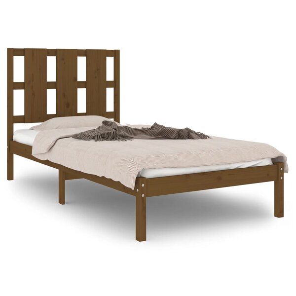 vidaXL Cadre de lit Marron miel Bois de pin massif 100x200 cm