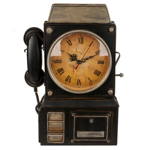Boîte à clefs Horloge Téléphone noire Vintage