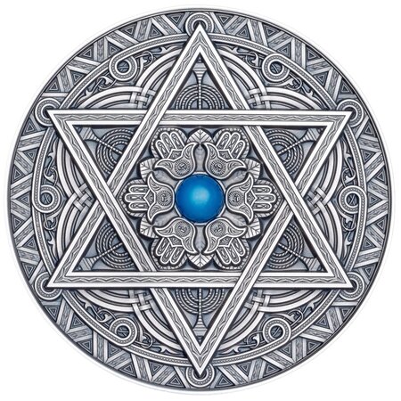 JEWISH Mandala Art 3 Once Argent Monnaie 10 Dollars Fiji 2024