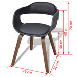 vidaXL Chaises à manger lot de 2 noir bois courbé et similicuir