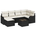 vidaXL Ensemble de canapé de jardin 6 pièces avec coussins brun poly rattan