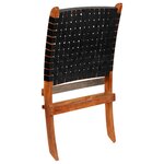 vidaXL Chaise pliable bandes croisées noir cuir véritable