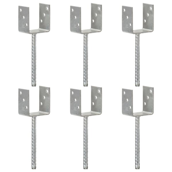 vidaXL Piquets de clôture 6 Pièces Argenté 9x6x30 cm Acier galvanisé