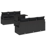 Ensemble de Canapés de Jardin de 7 Pièces avec Coussins Noir Poly Rattan