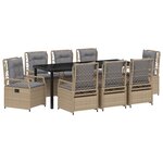 vidaXL Ensemble de salle à manger de jardin 9 pièces Rattan poly beige