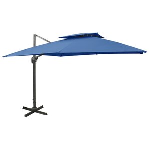 vidaXL Parasol déporté avec double toit 300x300 cm bleu azur