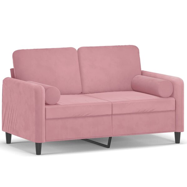 vidaXL Canapé 2 places avec oreillers décoratifs rose 120 cm velours