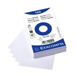 Paquet 100 Fiches Sous Film - Bristol Uni Non Perforé - 75x125mm - Blanc - X 20 - Exacompta