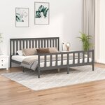 vidaXL Cadre de lit et tête de lit gris 200x200 cm bois de pin massif