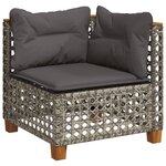 vidaXL Salon de jardin 8 Pièces avec coussins gris résine tressée