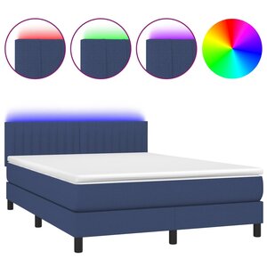 vidaXL Sommier à lattes de lit avec matelas LED Bleu 140x200 cm Tissu