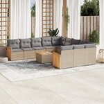 vidaXL Salon de jardin avec coussins 12 Pièces beige résine tressée