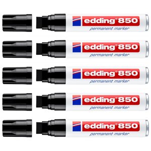 Marqueur Permanent 850 Noir Pointe Large Biseautée 5-15 mm x 5 EDDING