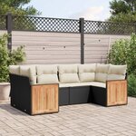 vidaXL Salon de jardin 6 Pièces avec coussins noir résine tressée