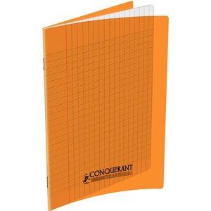 Cahier 96 pages seyès 90 g couverture polypropylène orange format 17 x 22 cm CONQUERANT