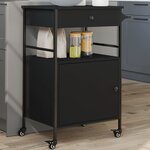 vidaXL Chariot de cuisine noir 56x43x89 5 cm bois d'ingénierie