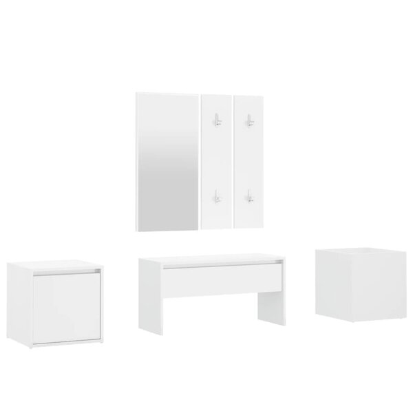 vidaXL Ensemble de meubles de couloir Blanc brillant Bois d'ingénierie
