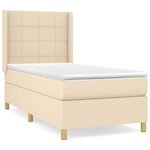 vidaXL Sommier à lattes de lit avec matelas Crème 100x200 cm Tissu