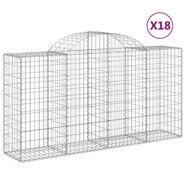 vidaXL Paniers à gabions arqués 18 Pièces 200x50x100/120 cm fer galvanisé