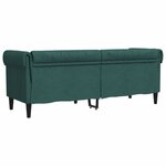 vidaXL Canapé Chesterfield 3 places vert foncé tissu
