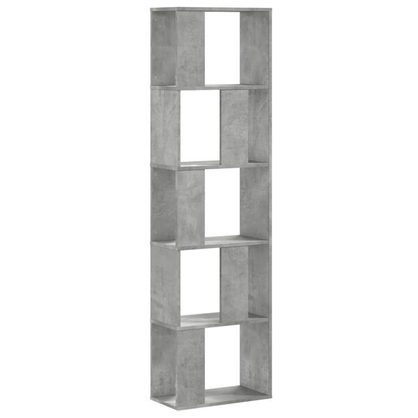 vidaXL Bibliothèque 5 niveaux gris béton bois d'ingénierie