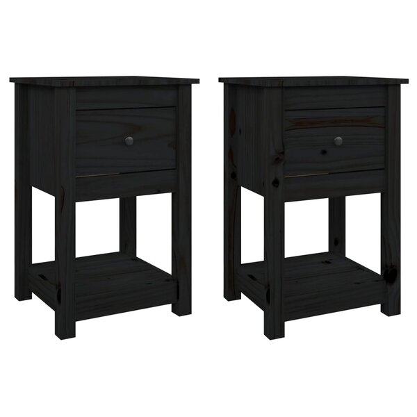 vidaXL Tables de chevet 2 Pièces Noir 40x35x61 5 cm Bois de pin massif