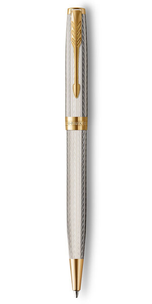 PARKER Sonnet Premium Stylo bille  Argent  Mistral (Argent massif)  recharge noire pointe moyenne  Coffret cadeau