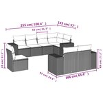 vidaXL Salon de jardin avec coussins 8 Pièces beige résine tressée