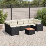 vidaXL Salon de jardin 8 Pièces avec coussins noir résine tressée