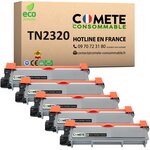 TN2320 - 5 Toners Compatibles avec Brother TN2320 - COMETE