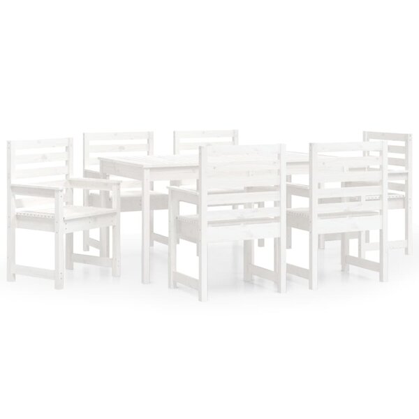 vidaXL Ensemble à dîner de jardin 7 Pièces blanc bois massif de pin