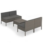 vidaXL Salon de jardin 5 Pièces avec coussins résine tressée gris