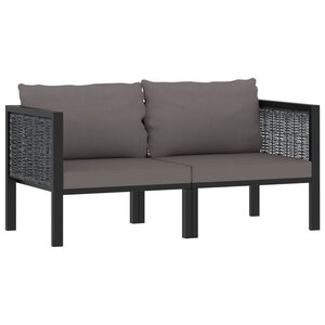 vidaXL Canapé à 2 places avec coussins Anthracite Résine tressée