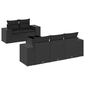 vidaXL Salon de jardin 6 Pièces avec coussins noir résine tressée