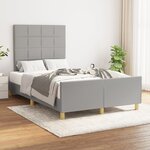vidaXL Cadre de lit avec tête de lit Gris clair 120x200 cm Tissu
