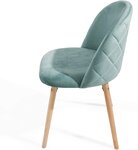 Lot de 2 chaises de salle à manger en velours pieds en bois hêtre style moderne chaise scandinave pour salon chambre cuisine bureau turquoise 01_0000153