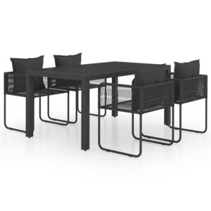 vidaXL Ensemble à manger de jardin 5 Pièces PVC résine tressée noir