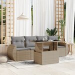 vidaXL Salon de jardin avec coussins 5 Pièces beige résine tressée