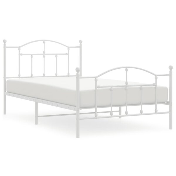 vidaXL Cadre de lit métal avec tête de lit/pied de lit blanc 107x203cm